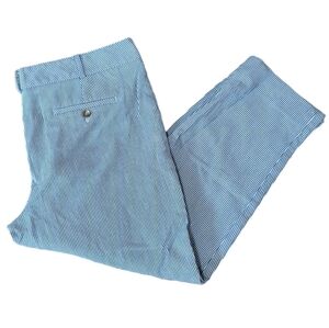 Talbots Signature Searsucker Blue/White Striped 100% Cotton Cropped Pant…